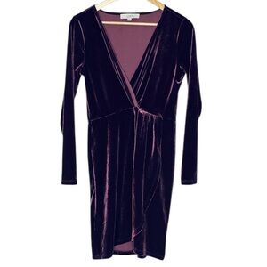 Loft Holiday Velvet Wrap Dress Rich Burgundy Mulberry | Sz Small